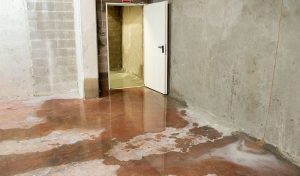 A Room With A Door And A Dirty Floor, Showing Signs Of Sewage Damage For Sewage Damage Restoration